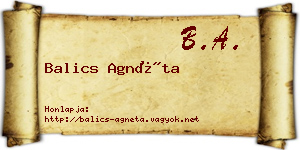 Balics Agnéta névjegykártya